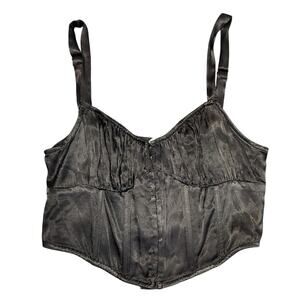 NWT ASTR The Label Tank Top Bustier Corset Crop Camisole Top Black Womens L